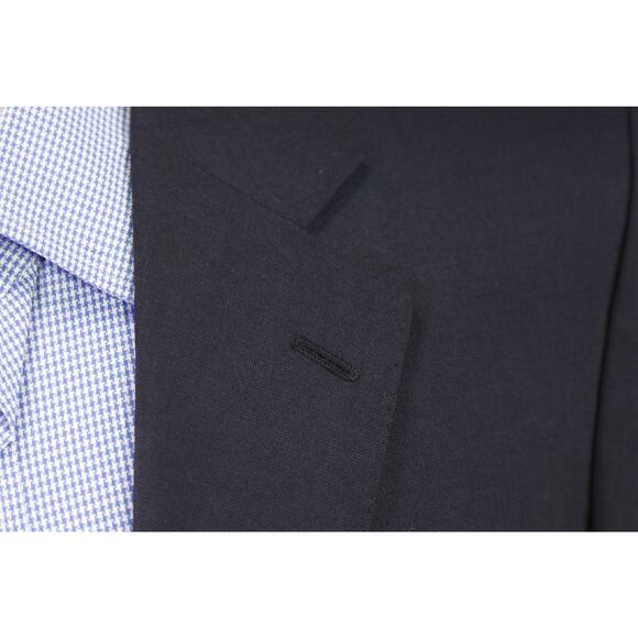 Custom Tailored Solid Navy Blue 2-Btn Wool Blazer Jacket 38S - Picture 5 of 10